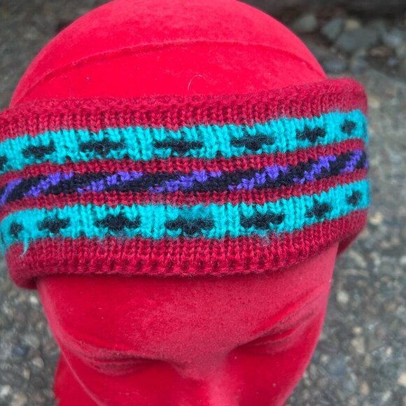 Vintage 80s 90s Fair Isle Knit Ski Headband Ear Cover - Picture 3 of 6